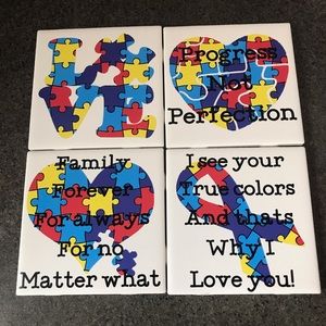 Autism coaster, set of 4